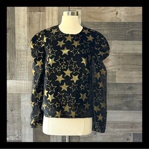 On Twelfth long sleeve velvet top small stars dark feminine whimsigoth witchy